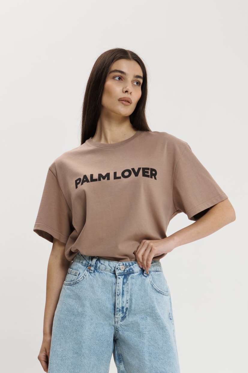 Футболка из премиального хлопка с принтом PALM LOVER