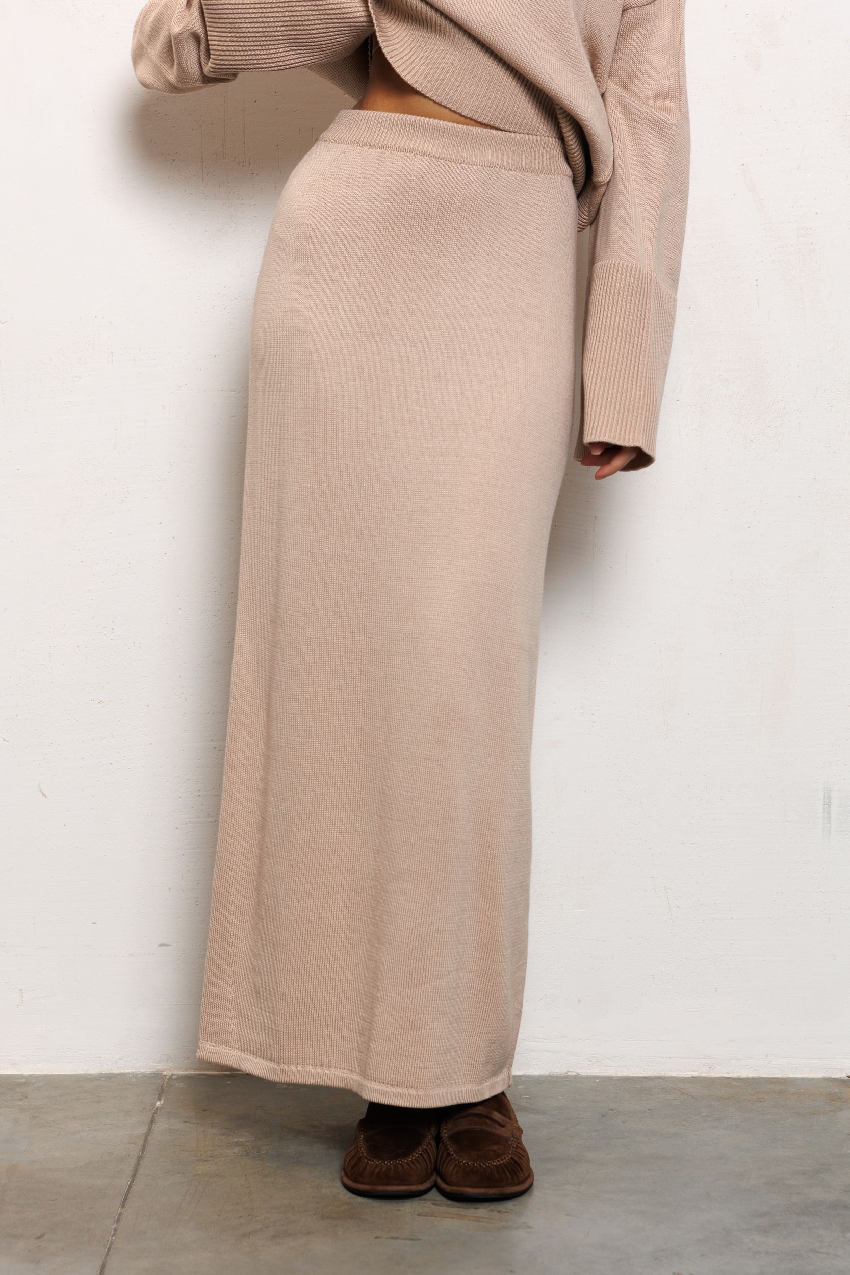 Юбка 91125 миди хлопок темный беж