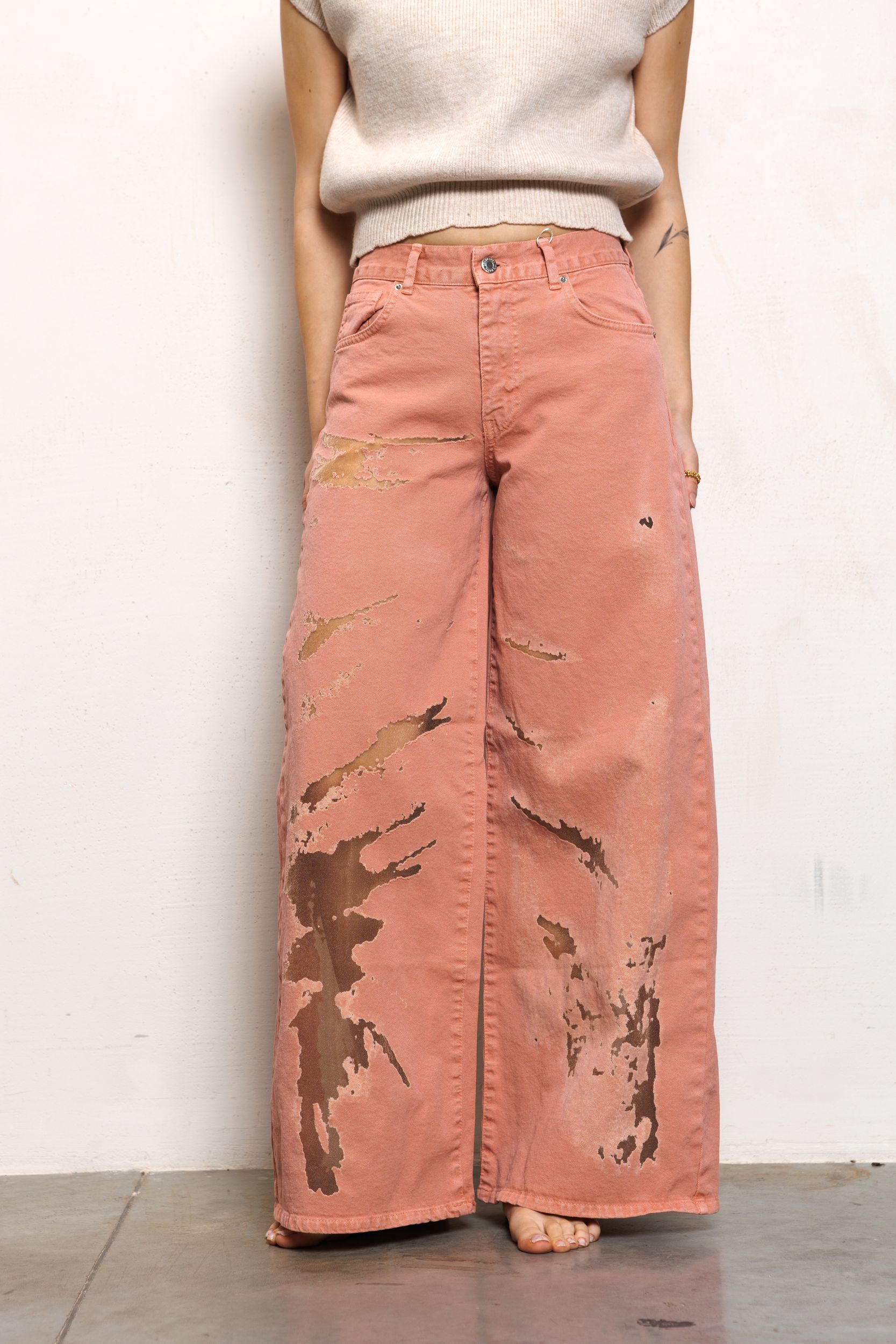 Джинсы PALLAZO с прозрач вставками