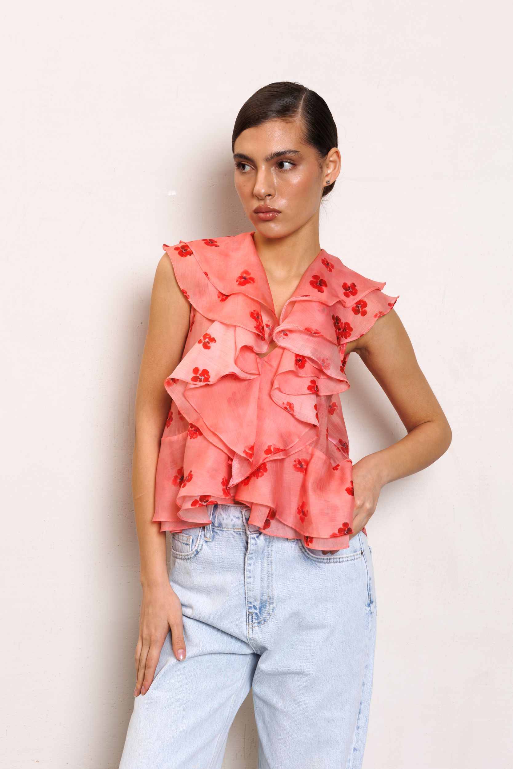 Блуза IRIS с воланами из воздушного тенсела