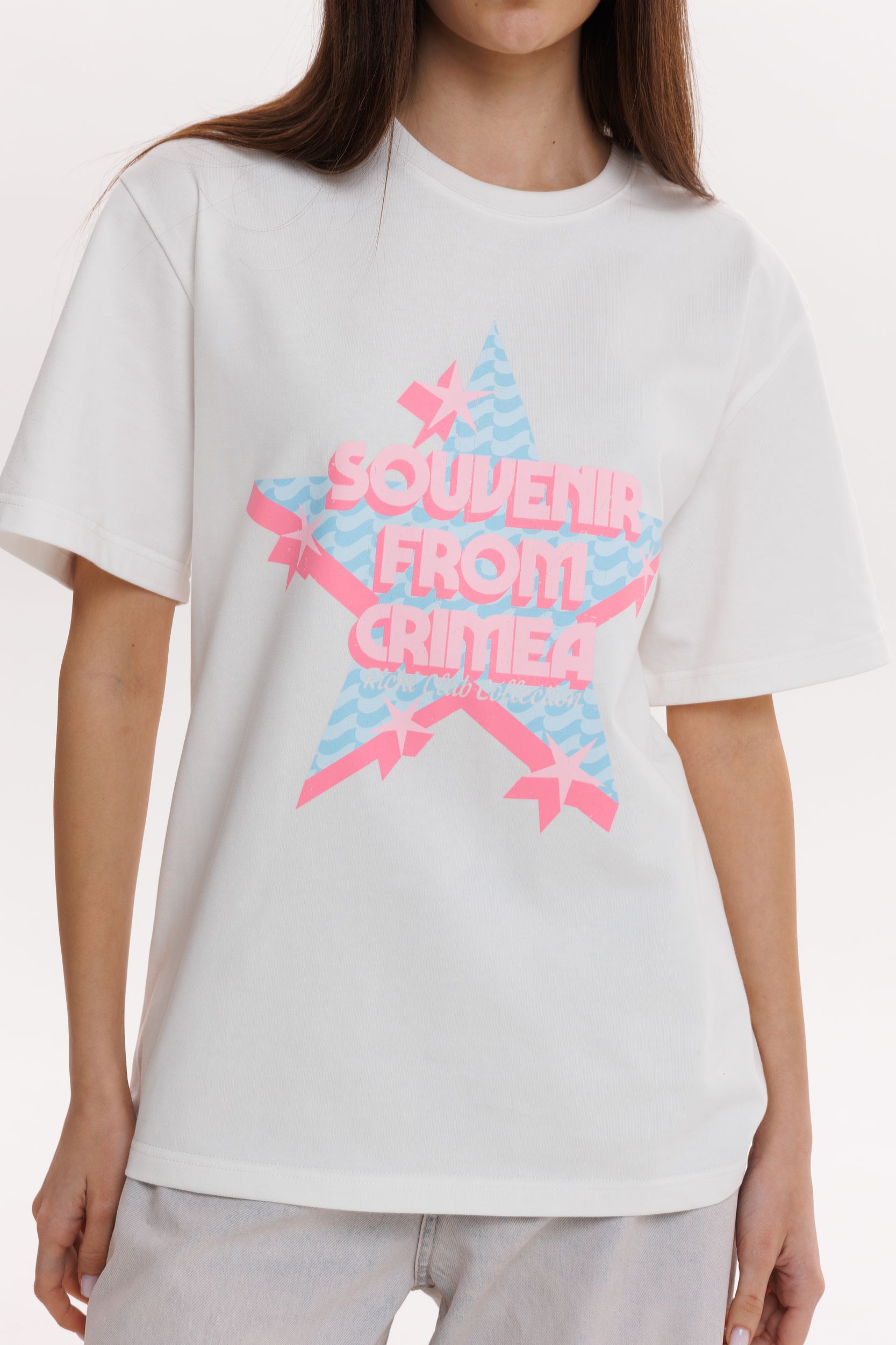 Футболка SOUVENIR STAR с розово-голубым принтом
